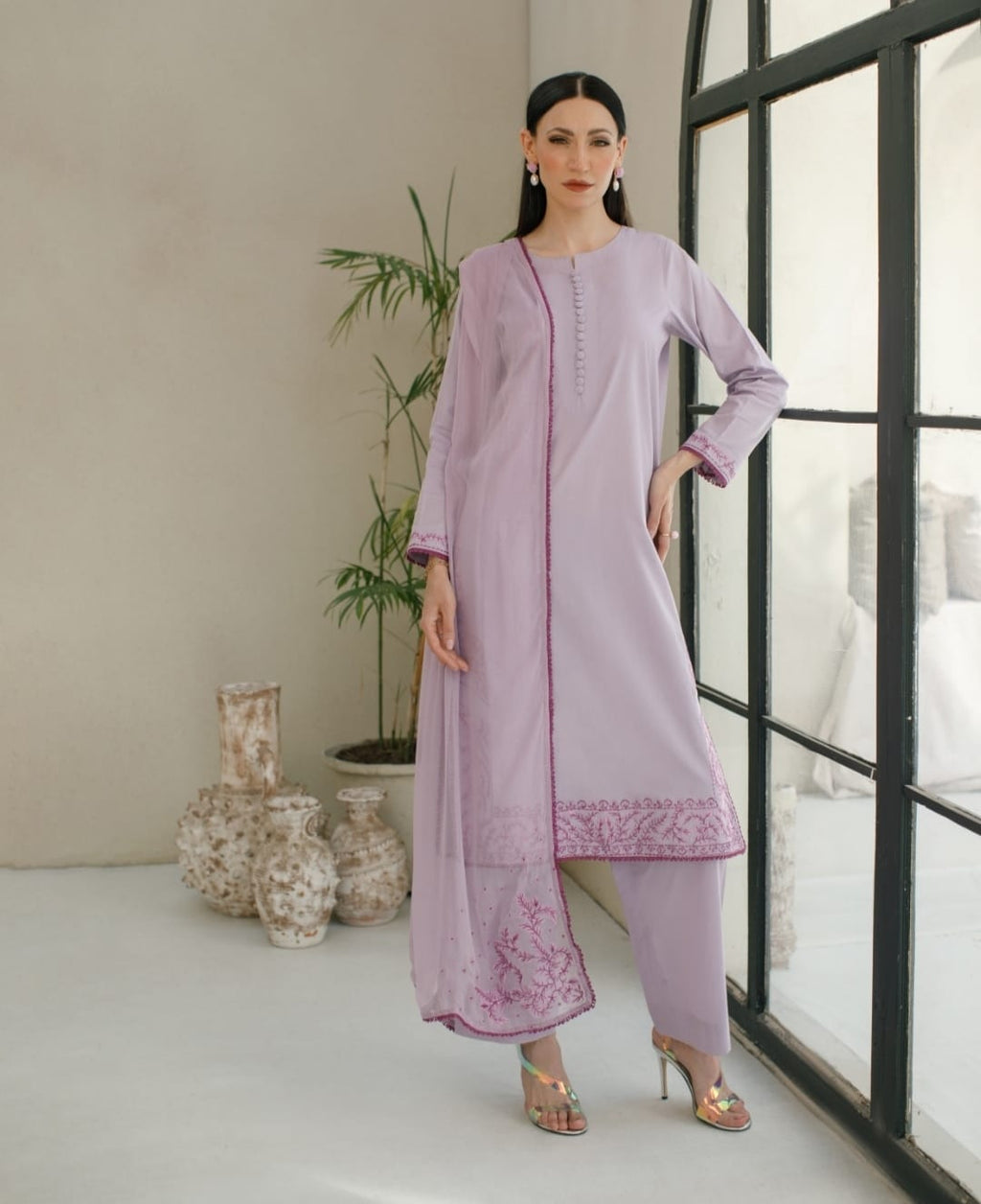 3-Piece Lilac Embroidered Lawn