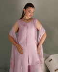 3-Piece Pastel Lilac Tassel Silk Embroidered