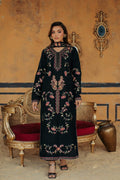 3-Piece Black Korean Raw Silk Embroidered