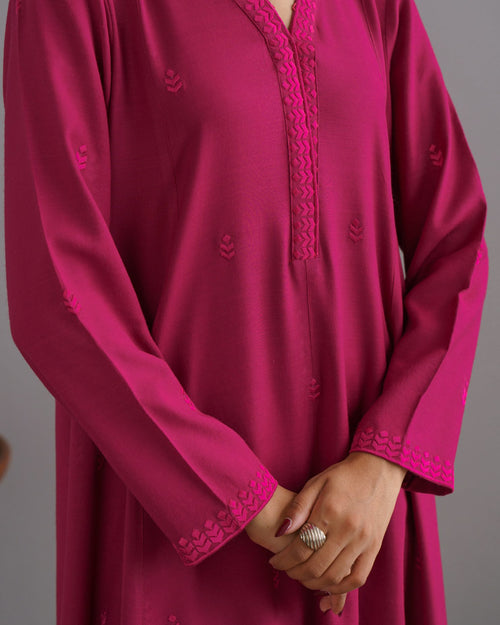 3-Piece Pink Woolina Embroidered