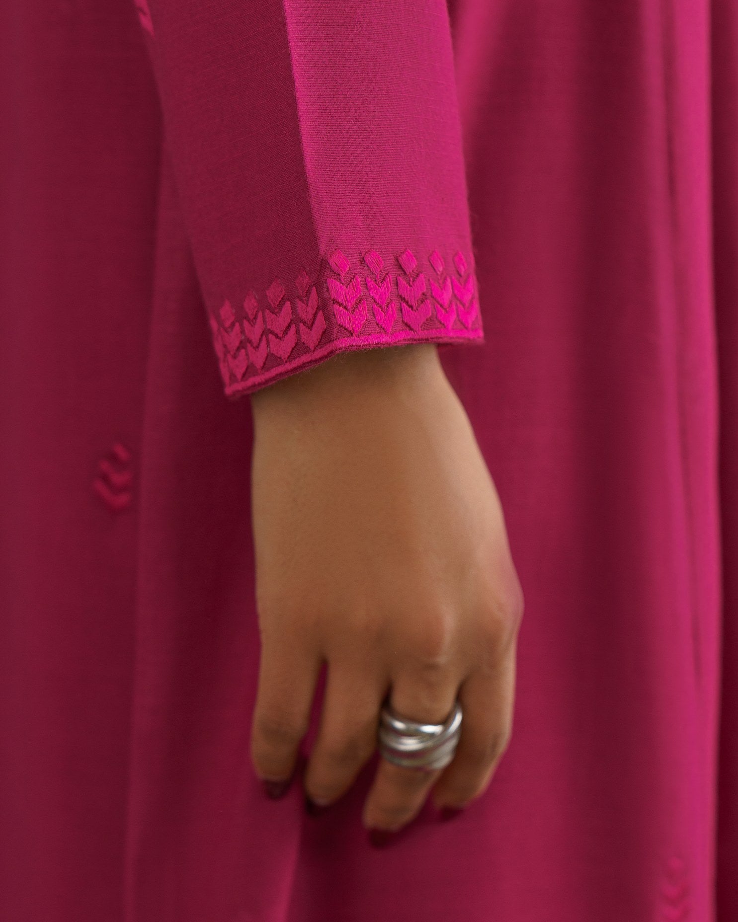 3-Piece Pink Woolina Embroidered