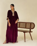 1-Piece Purple Velvet Embroidered