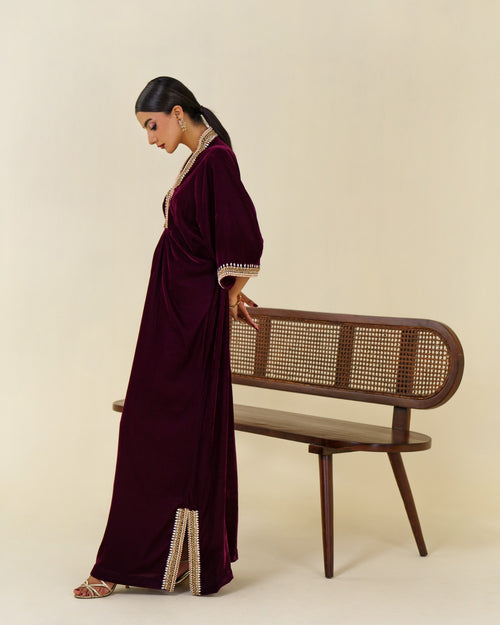 1-Piece Purple Velvet Embroidered