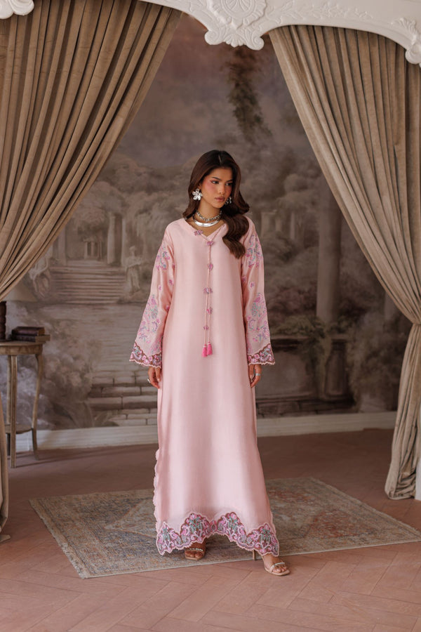 2-Piece Pink Kaftan Shisha Silk Embroidered