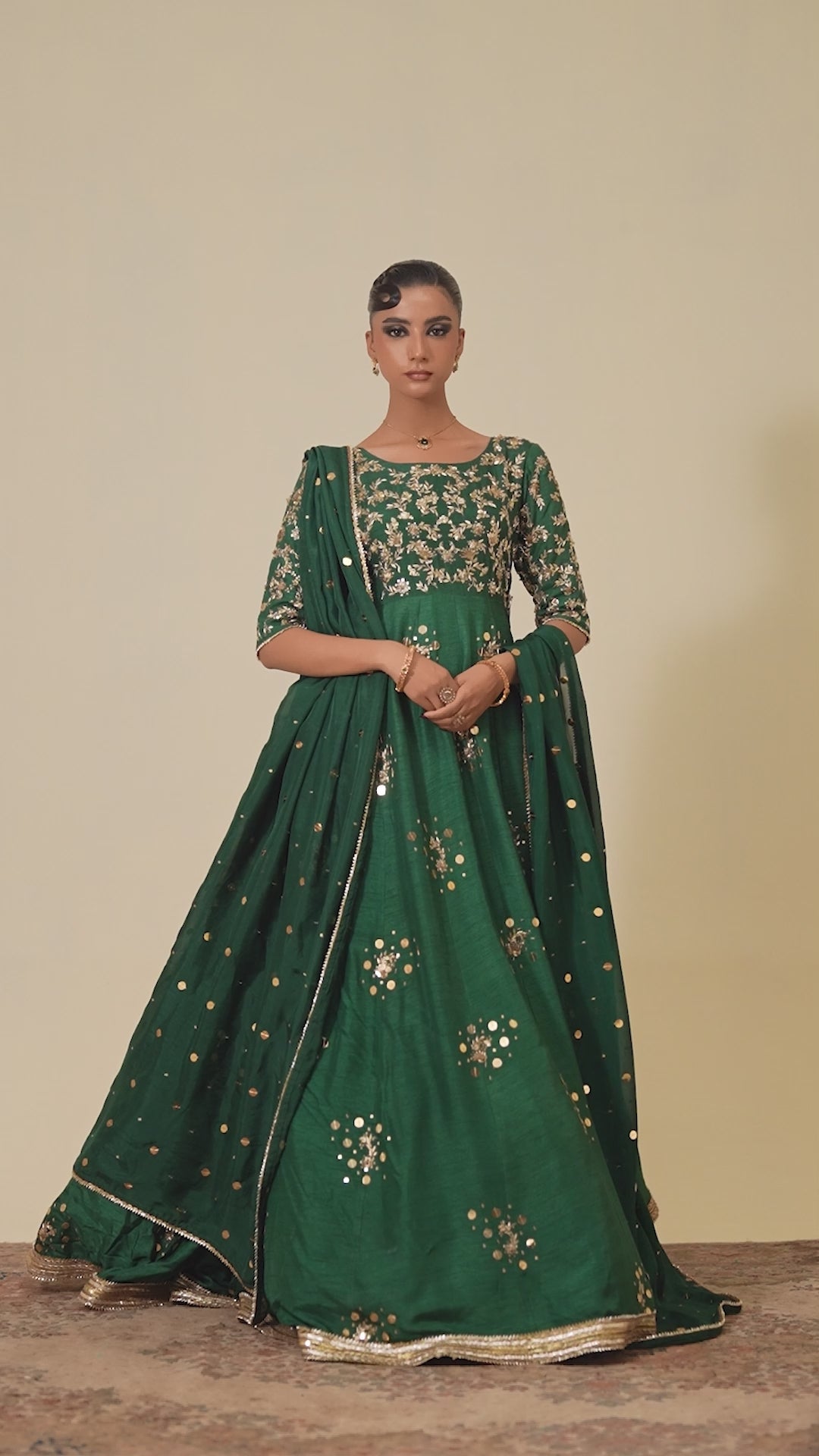 Emerald Green Raw Silk Embroidered 3-Piece Formal — THK Designer Collection
